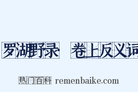 罗湖野录·卷上反义词是什么意思的图片